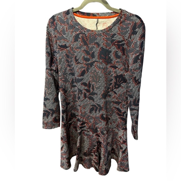 Tory Burch navy multi-color floral print long sleeve mini dress size L - Picture 5 of 10